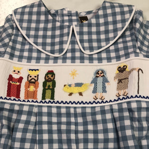 Banana Split- Boys Smocked Nativity Longall Bubble