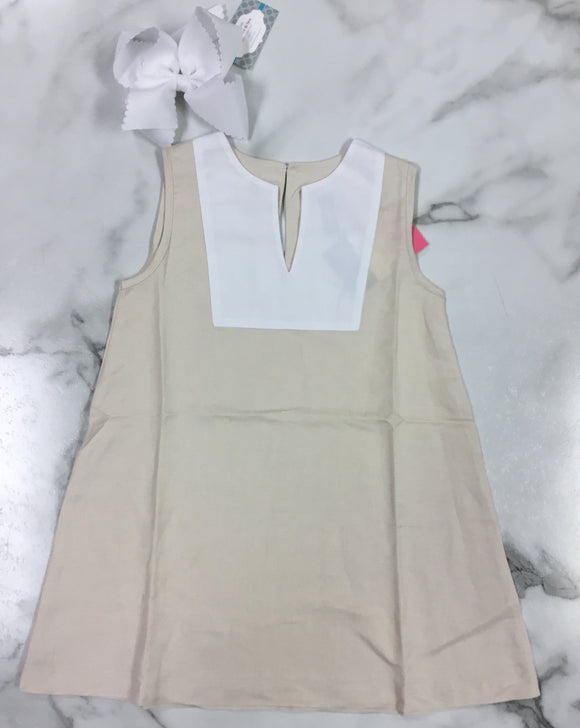 Banana Split-Girls Khaki Linen Shift Dress