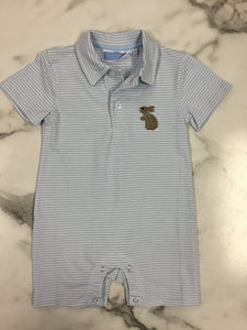 Trotter Street Kids-Boy Bunny Embroidery Polo Romper