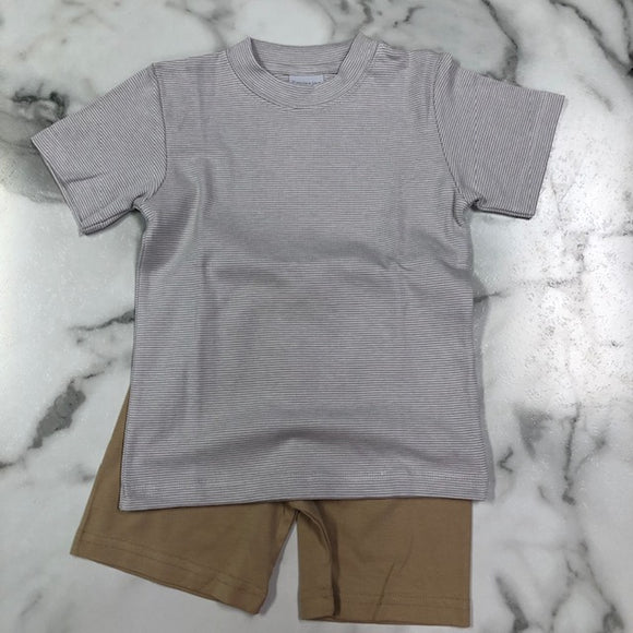 Squiggles- Boy Two Piece Short Set Tan
