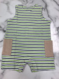 Squiggles-Boy  Stripe Sunsuit with Tan Pockets