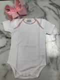 Squiggles- Onesie with Crochet White/Pink