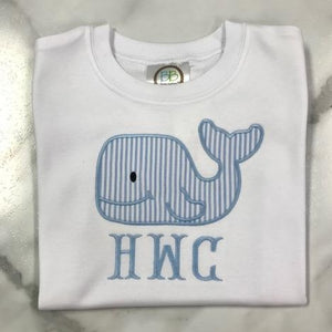 Whale Applique with Initials or Name-Boy