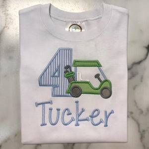 Golf Cart Applique with Number and Name-Boy