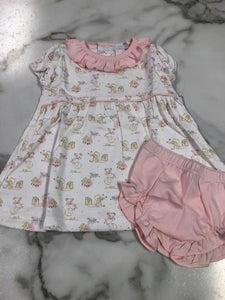 Baby Loren-Pima Pink Nursery Rhymes Dress and Diaper Cover