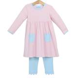 Trotter Street Kids-Annie Long Sleeve  Lt. Pink/Blue with Name or Monogram