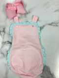 Baby Bliss Girl Sleeveless Bubble with Ruffles Pink/Ice Blue