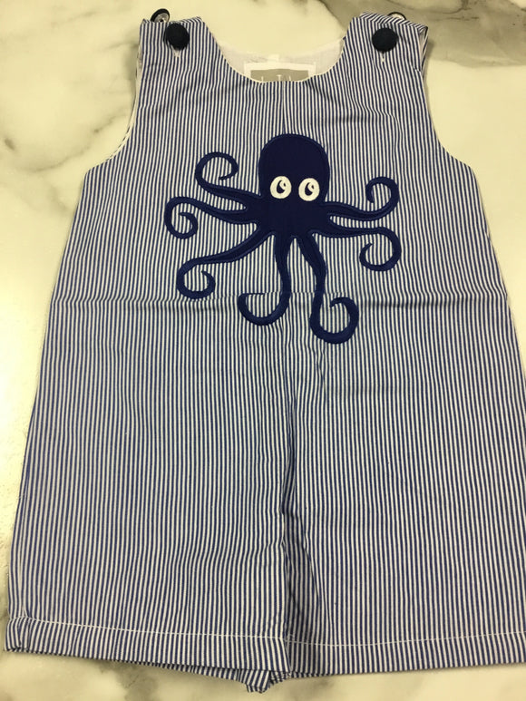 Lil Cactus-Blue Stripe Octopus Shortall