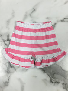 BB-Girl-Ruffle Stripe Shorts-Medium Pink