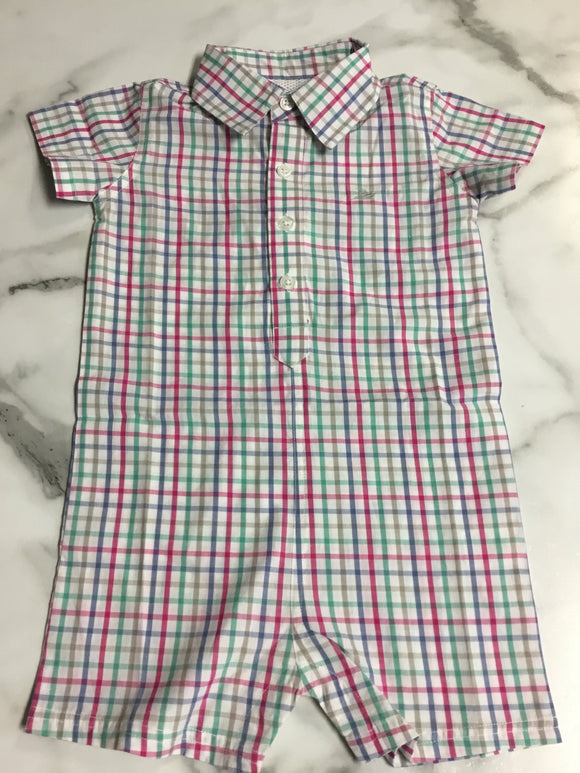 SouthBound-Dress Shirt Romper-Ocean/Pink/Allure/Silver
