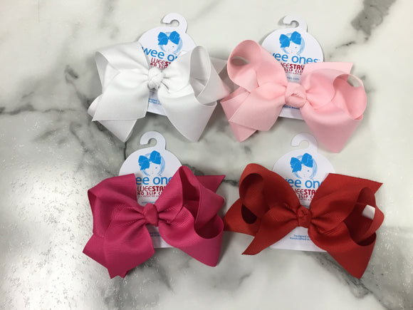 Wee Ones Medium Grosgrain bow with knot wrap solid colors