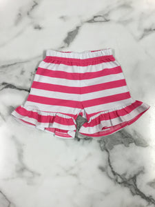 BB-Girl-Ruffle Stripe Shorts-Hot Pink