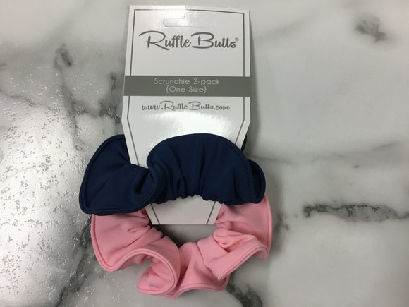 Ruffle Butts 2 pack Navy & Pink Scrunchies
