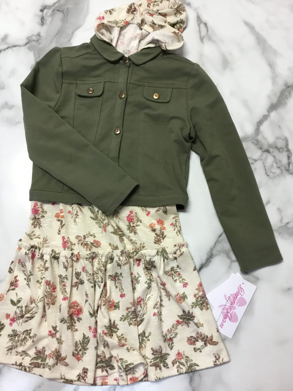 Bonnie Jean Hooded Fall Dress with Green Jacket