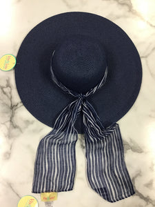 Viv & Lou-Women’s navy blue/white hat scarf