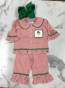 Three Sisters Santa Smocked Set-Girl