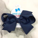 Wee Ones Medium Grosgrain bow with knot wrap solid colors