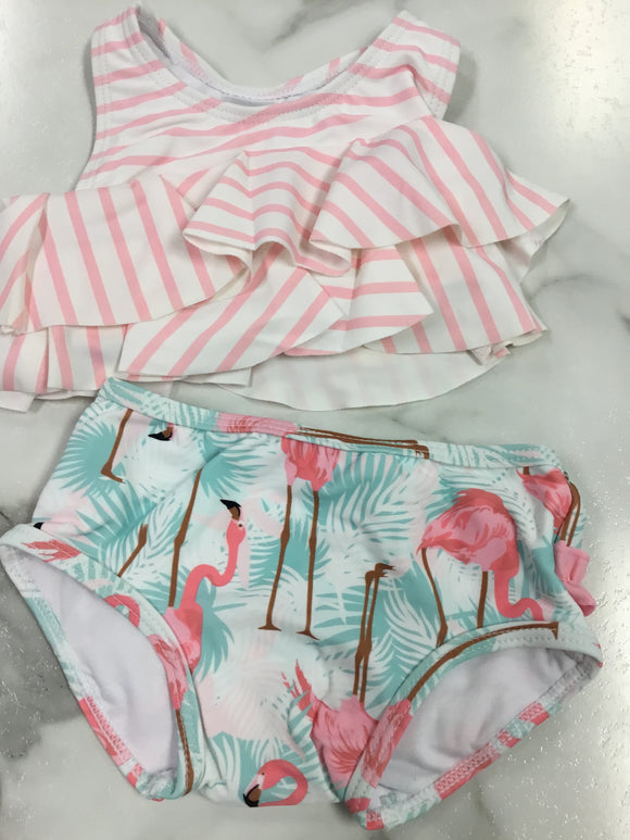 Rugged Butts Vibrant Flamingo Flounce Bikini