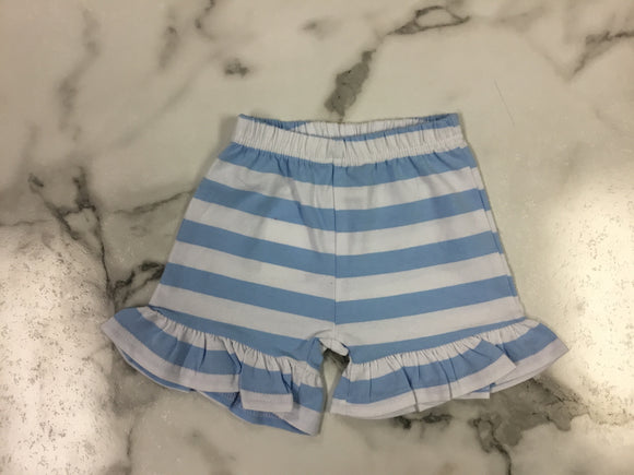 BB-Girl-Ruffle Stripe Shorts-Light Blue