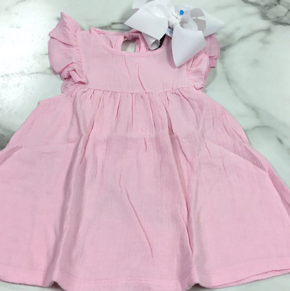 Emma Jean-Girl-Mia Linen Dress-Pink