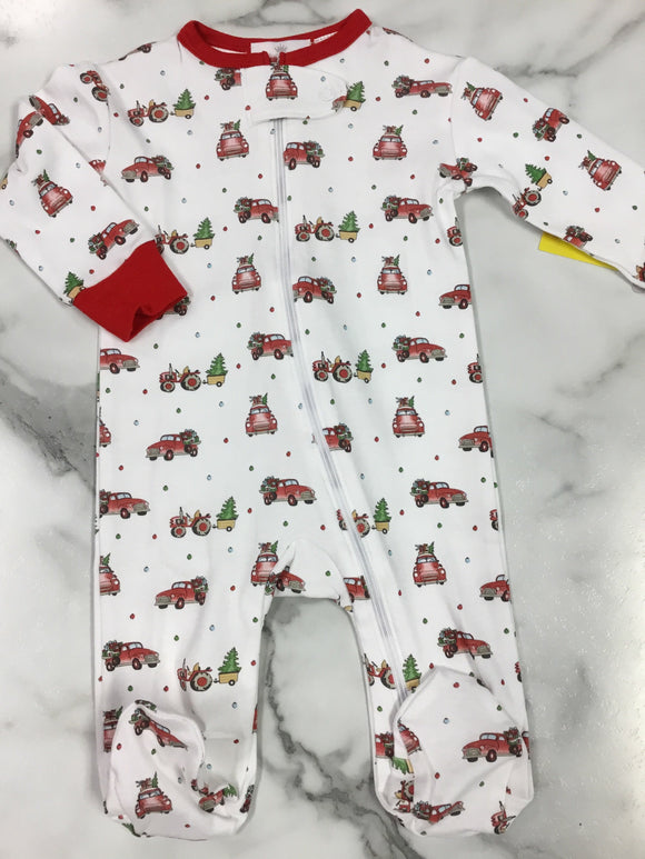 Baby Loren Vintage Trucks Christmas Zipper Footie