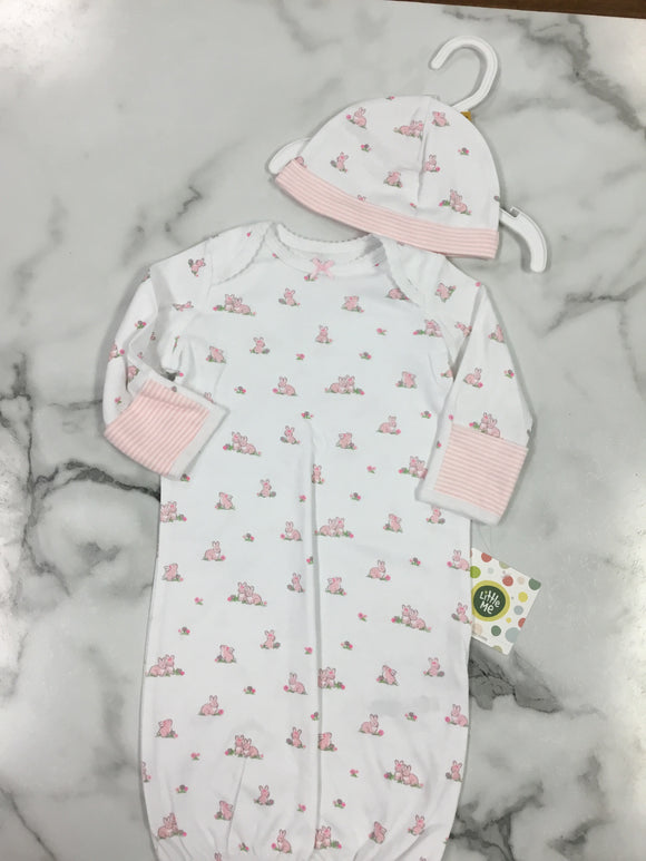 Little Me Baby Bunnies Gown and Hat 0/3 Month
