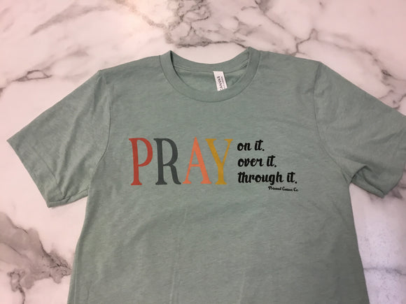 Bella Canvas-Heather Prism Dusty Blue-PRAY-Adult T-Shirt