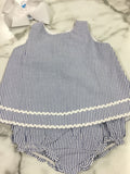 Ruffle Butts-Periwinkle Blue Seersucker Swing Top Bloomer Set