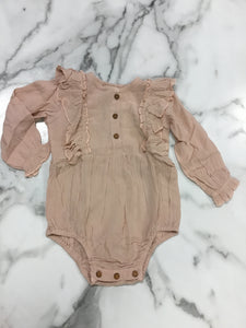 Yo Baby-Girl Pale Pink Romper with Ruffle