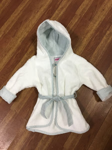 EmbroiderThis Infant Hooded Robe White with Blue Trim