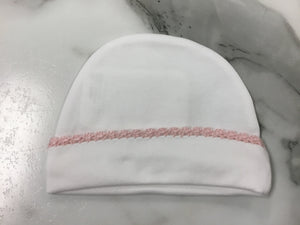 Squiggles Beanie cap white with pink trim