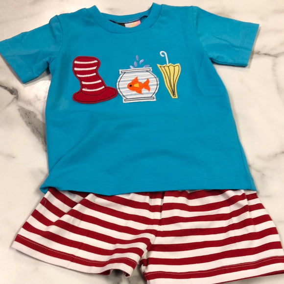 Banana Split-Boy Striped Hat Short Set