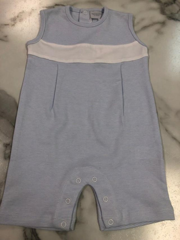 Squiggles -Boy Blue Strip Romper with White Band